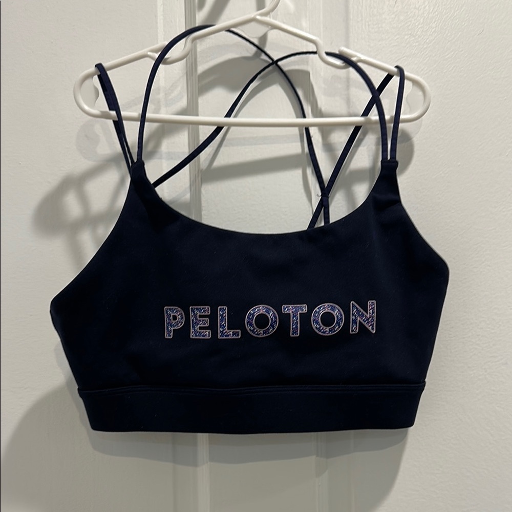 Peloton Blue Sports Bra with Criss-Cross Straps